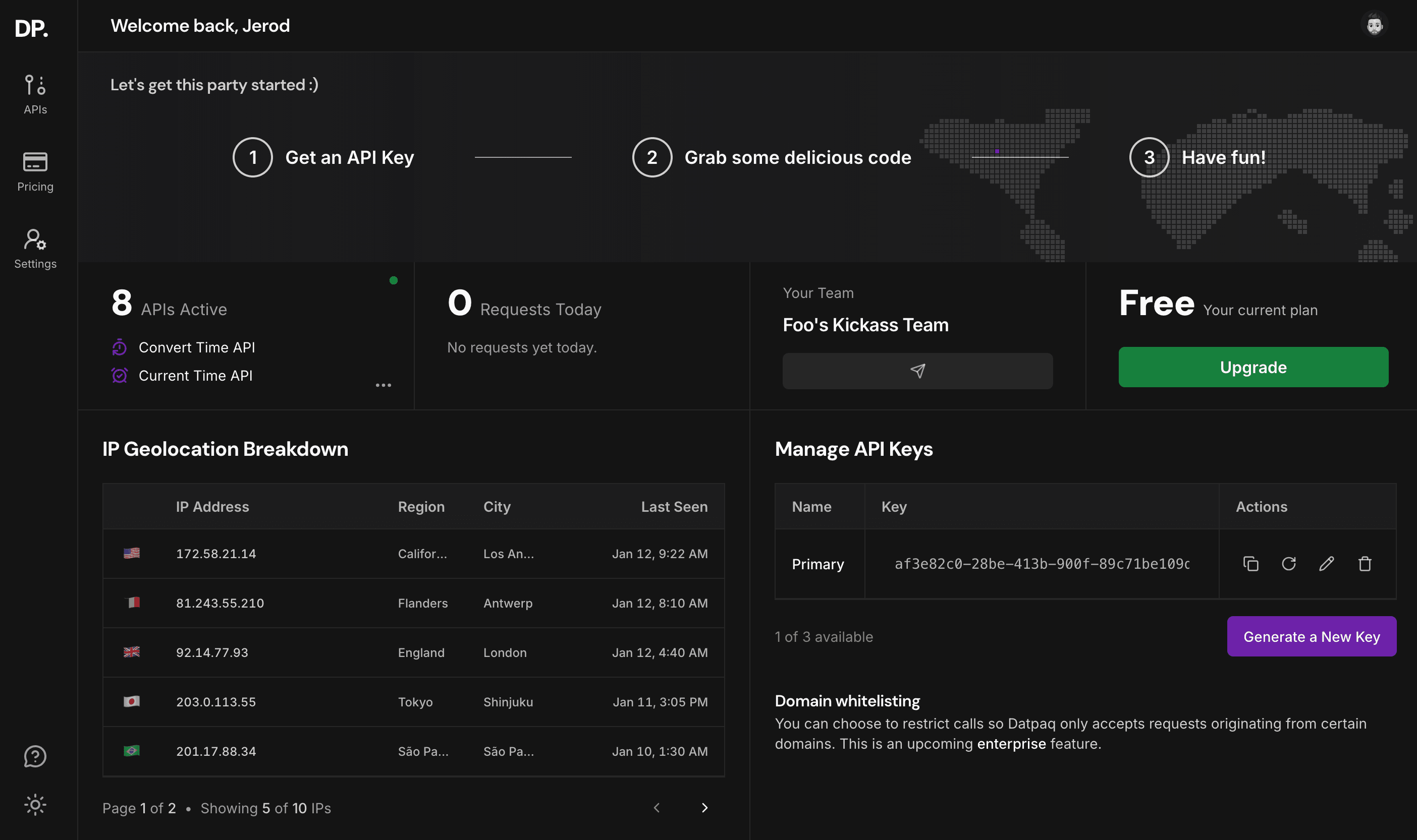 Datpaq dashboard preview